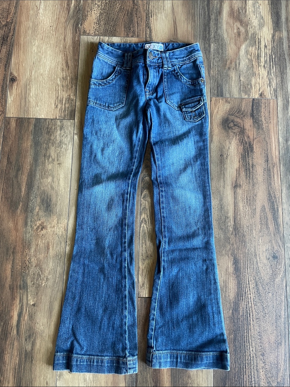 Girls Roxy Dark Blue Flared Jeans